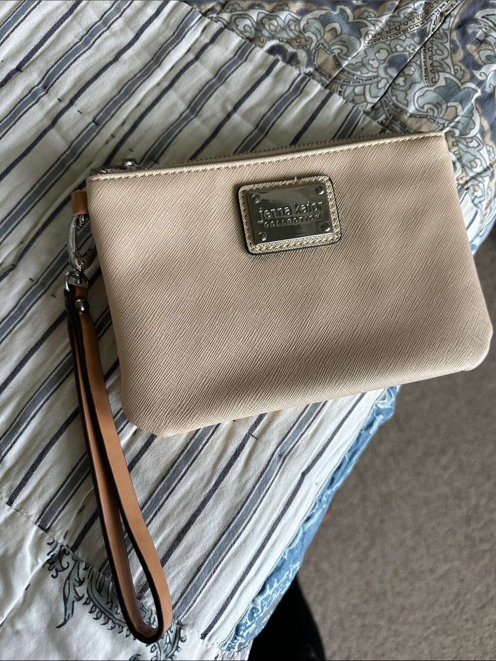 Jenna Katie Collection Beige Wristlet Clutch